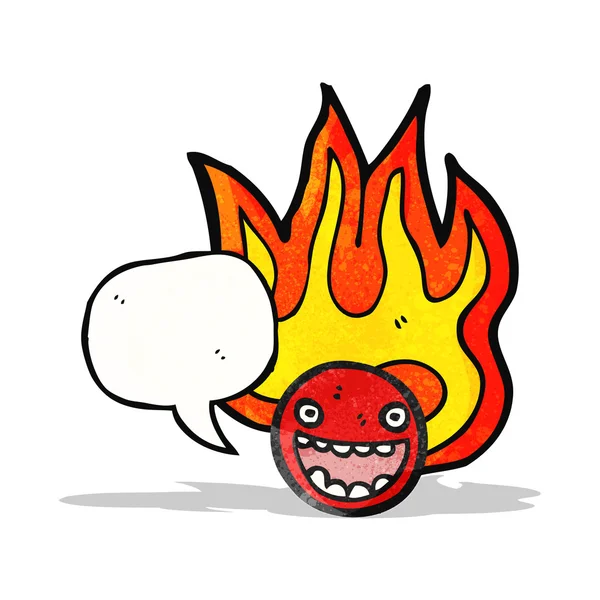 Flaming emoticon face cartoon (raster version) — Stock Vector