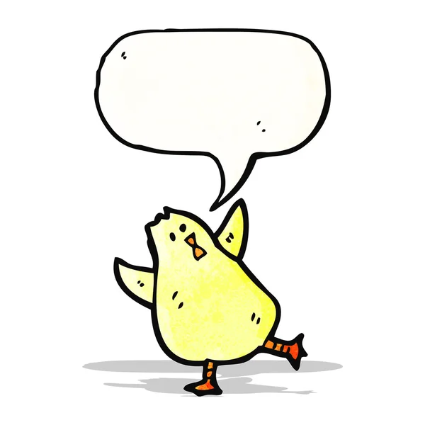 Karikatur kleiner Vogel mit Sprechblase — Stockvektor
