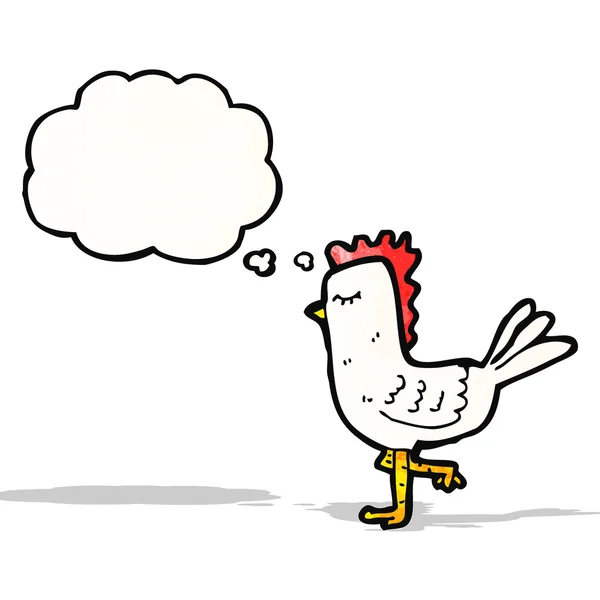 Cartoon chicken with thought bubble — Stock Vector