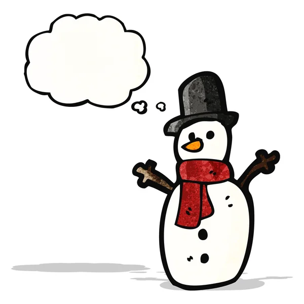 Snowman with thought bubble — Stock Vector