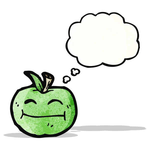 Manzana de dibujos animados con burbuja thougth — Vector de stock