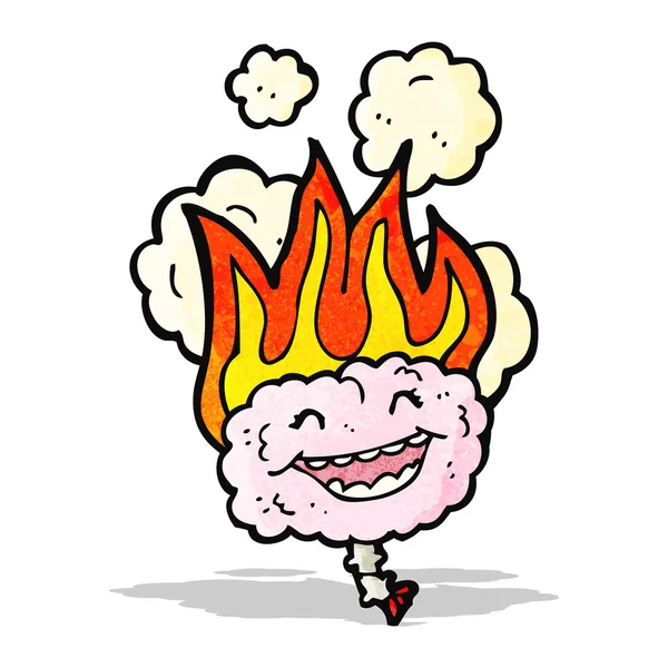 Dibujos animados cerebro llameante — Vector de stock