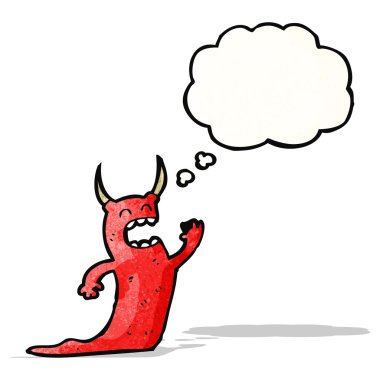 Düşünce baloncuklu çizgi film canavarı