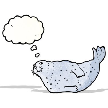 Düşünce baloncuklu çizgi film mührü