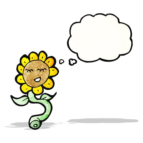 Sunflower with thought bubble cartoon — Stock Vector