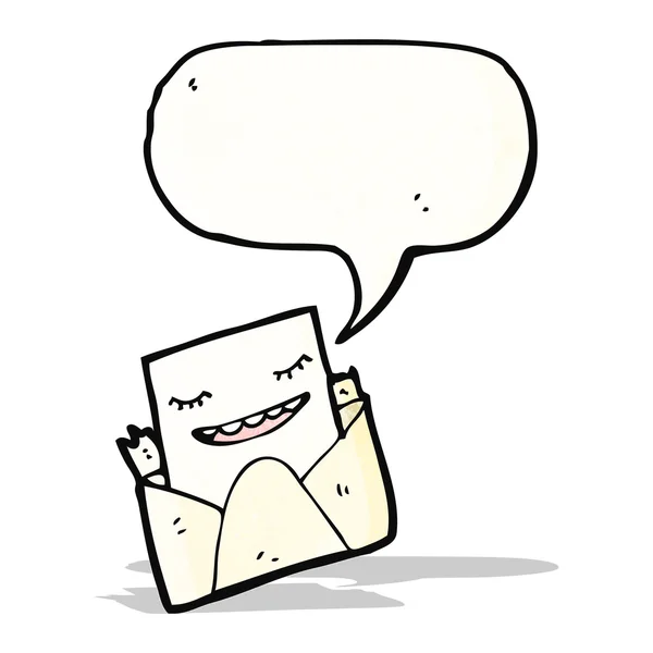 Lettera con discorso bolla cartone animato — Vettoriale Stock