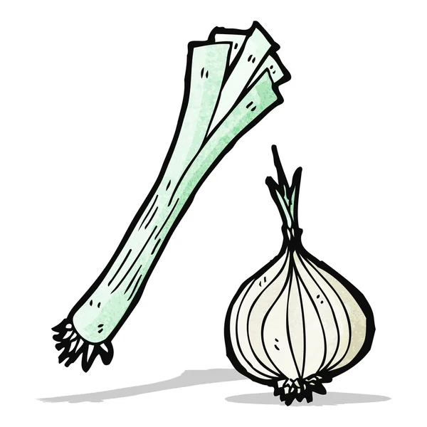 Leek and onion cartoon — Stock Vector