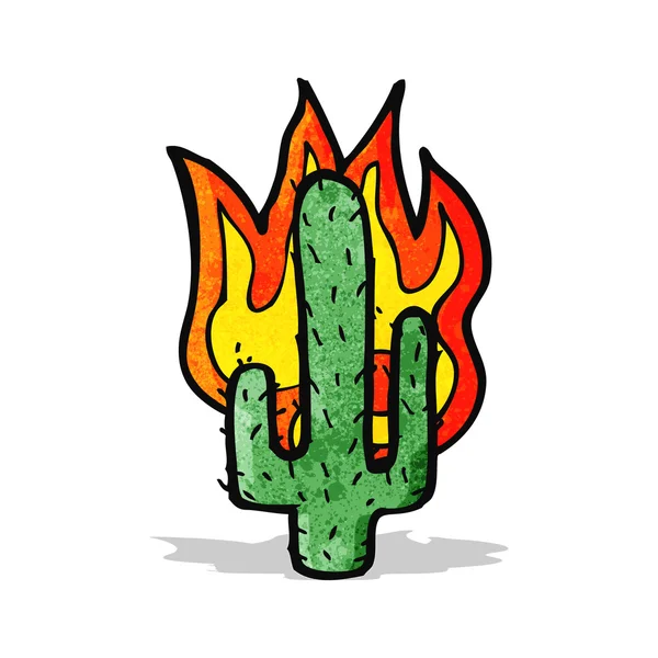 Flaming cactus cartoon — Stock Vector