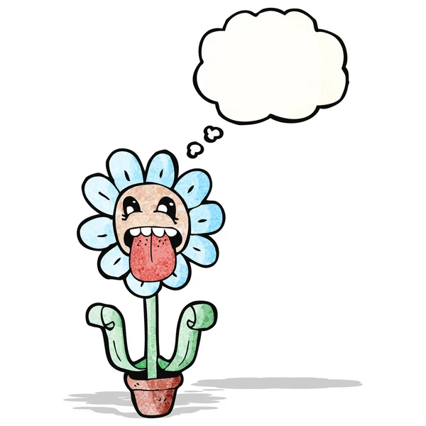 Cartoon Blume mit Gedankenblase — Stockvektor