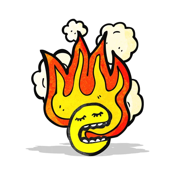 Desenho animado emoticon flamejante rosto — Vetor de Stock