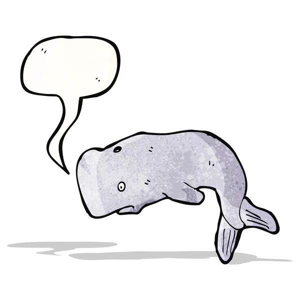 Cartoon walvis met spraakbel — Stockvector