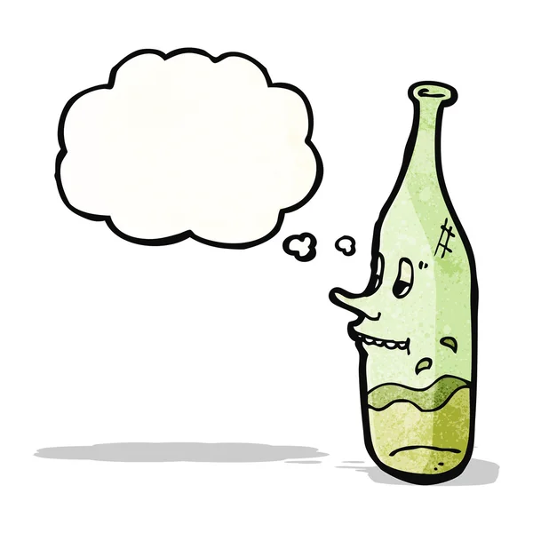 Botella de vino de dibujos animados con la cara — Vector de stock