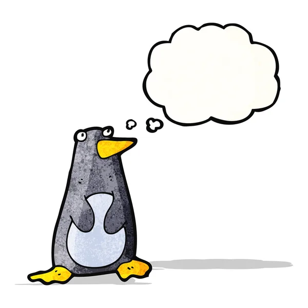 Funny penguin cartoon with thought bubble — Stock Vector