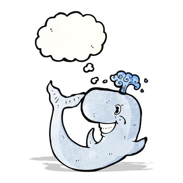 Baleine de dessin animé avec bulle de pensée — Image vectorielle