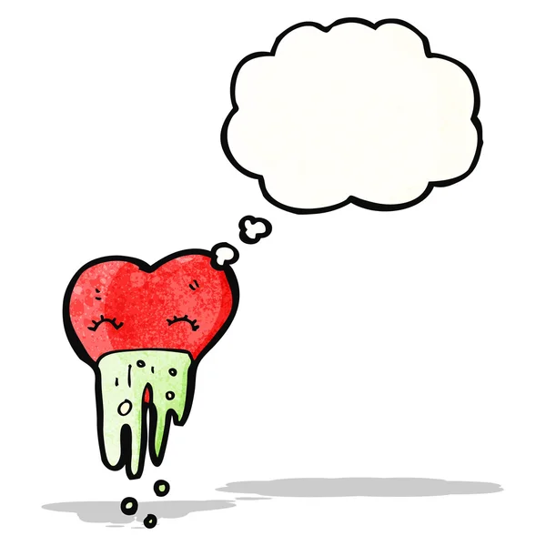 Amore malato cuore cartone animato — Vettoriale Stock