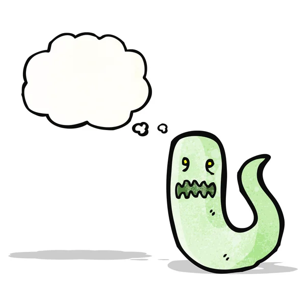 Fantasma de dibujos animados con burbuja de pensamiento — Vector de stock