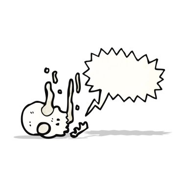 Konuşma balonlu karikatür kafatası