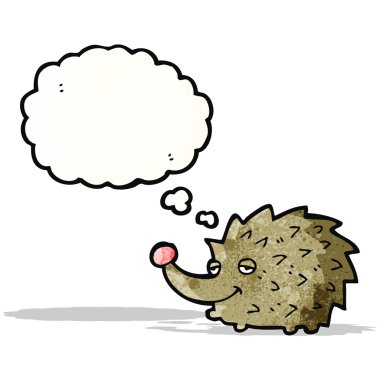 komik karikatür kirpi ile düşünce balonu