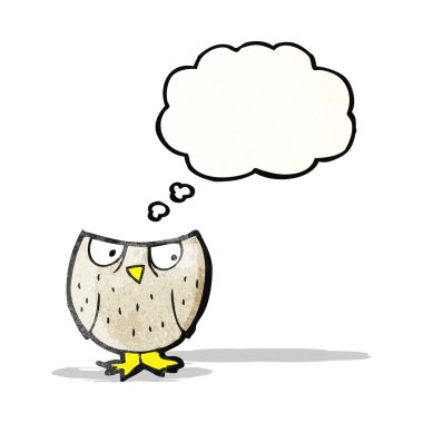 Düşünce baloncuklu çizgi film baykuşu