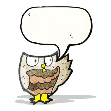 Konuşma baloncuklu çizgi film baykuşu