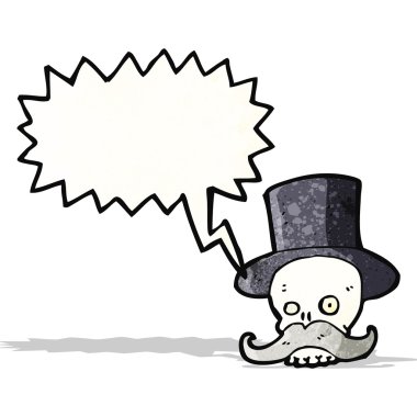 karikatür kafatası bıyıklı