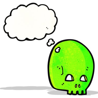 Düşünce balonlu karikatür kafatası