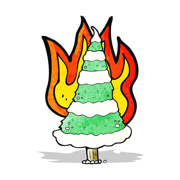 Burning Christmas tree cartoon — стоковый вектор