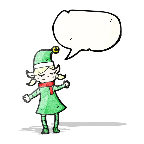 Navidad elfo chica de dibujos animados — Vector de stock