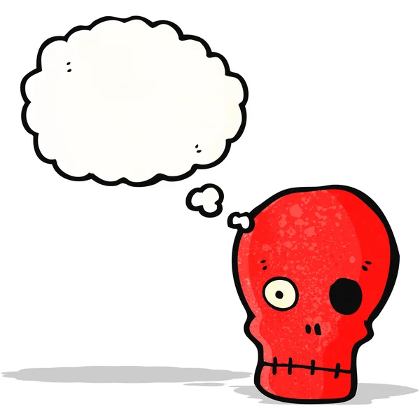 Cartoon skull with thought bubble — Stock Vector