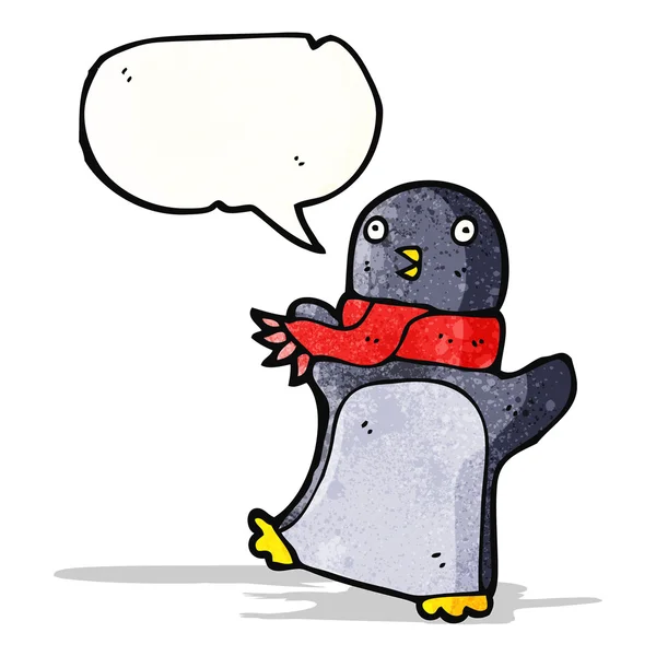 Pingüino de dibujos animados con bufanda — Vector de stock