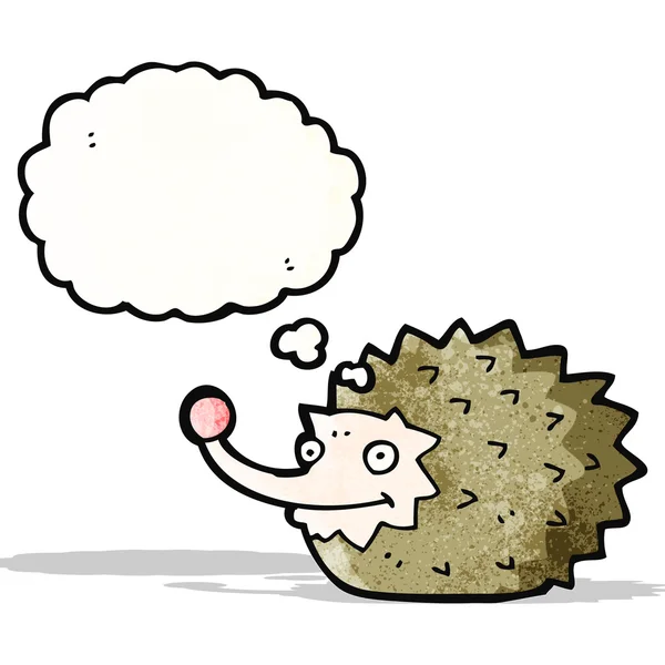 Funny cartoon hedgehog with thought bubble — Stock Vector