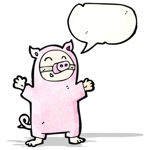 Dessin animé costume de porc — Image vectorielle