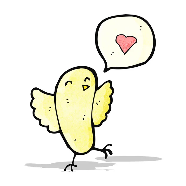 Cartoon vogel met liefde hart — Stockvector