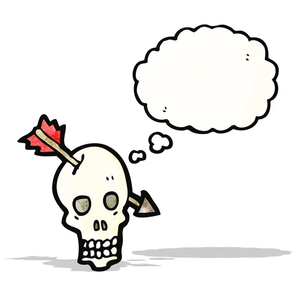 Cartoon Totenkopf mit Pfeil — Stockvektor