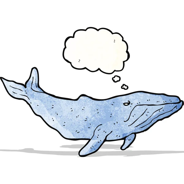 Cartoon whale with thought bubble — Stock Vector