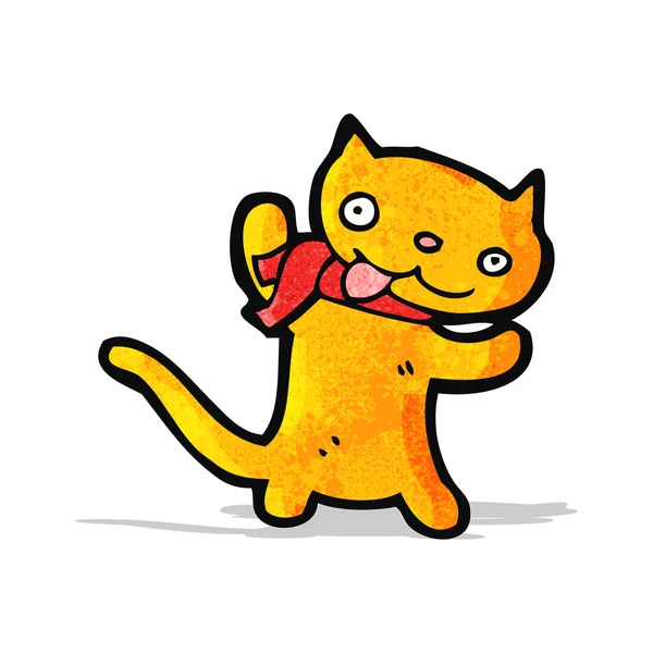 Gato de dibujos animados con bufanda — Vector de stock