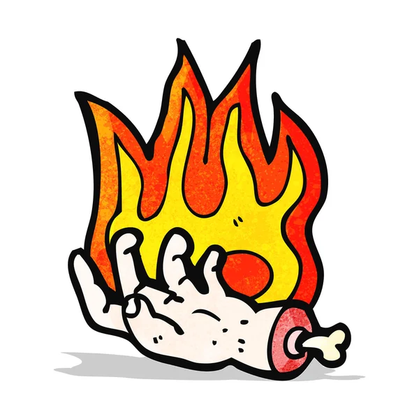 Flaming hand cartoon — Stock Vector