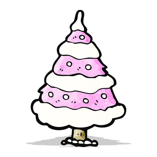 Pink christmas tree cartoon — Stock Vector