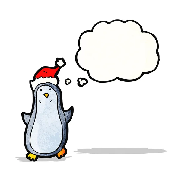 Pinguino divertente con bolla di pensiero — Vettoriale Stock