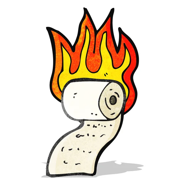 Burning toilet roll cartoon — Stock Vector