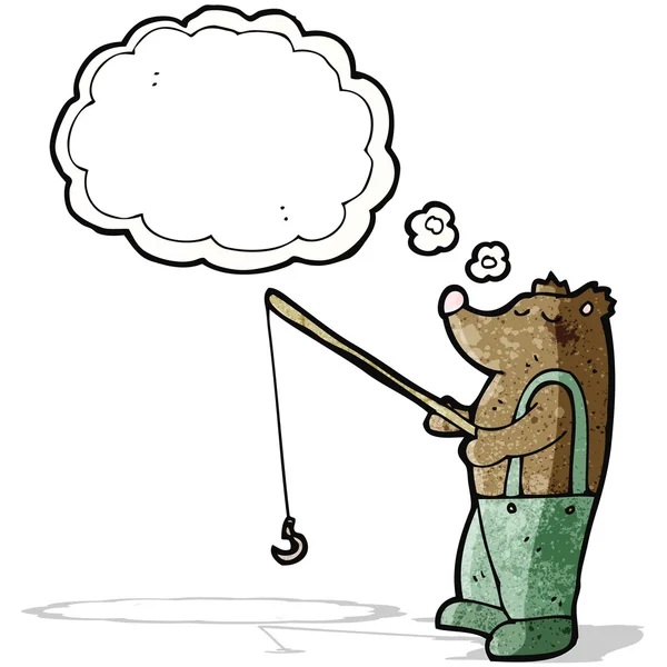 Urso dos desenhos animados com haste de pesca — Vetor de Stock