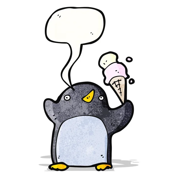 Pingüino de dibujos animados con burbuja del habla — Vector de stock