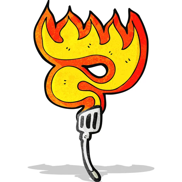 Flaming hot spatula cartoon — Stock Vector