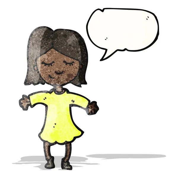Femme dessin animé avec bulle de parole — Image vectorielle