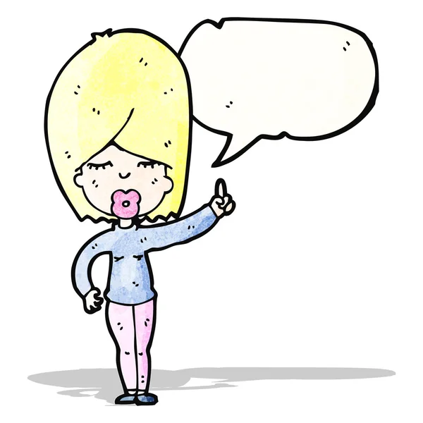 Dibujos animados mujer rubia hablando — Vector de stock