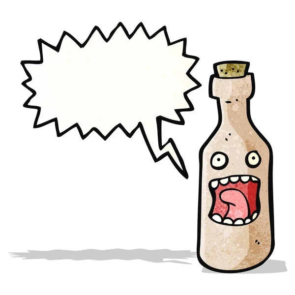 Shrieking wine bottle cartoon character — Stock Vector