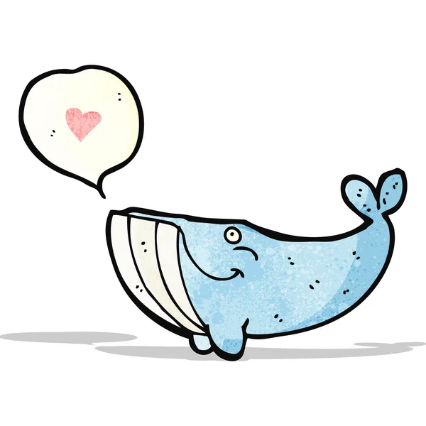 Cartoon walvis in liefde — Stockvector