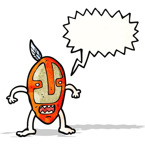 Cartone animato sciamano tribale con grande maschera — Vettoriale Stock
