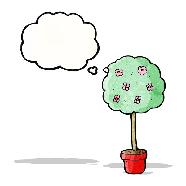 Árbol con dibujos animados burbuja pensamiento — Vector de stock