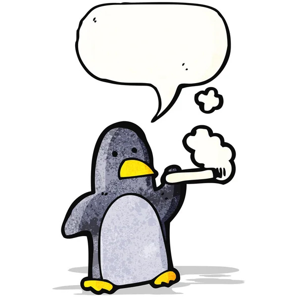 Pinguim dos desenhos animados fumar cigarro — Vetor de Stock